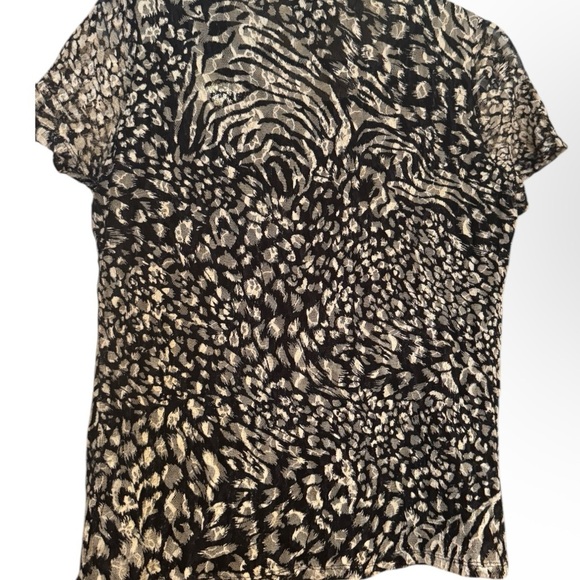Anne Klein Animal Print Black and Cream Women's Top NWOT - Picture 2 of 3